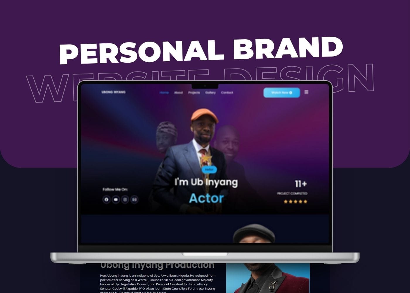 Brand Manager - Hire a Dedicated Brand Virtual Assistant Ubong Inyang Website Design for Actor, Film Producer UI/UX by Korlor