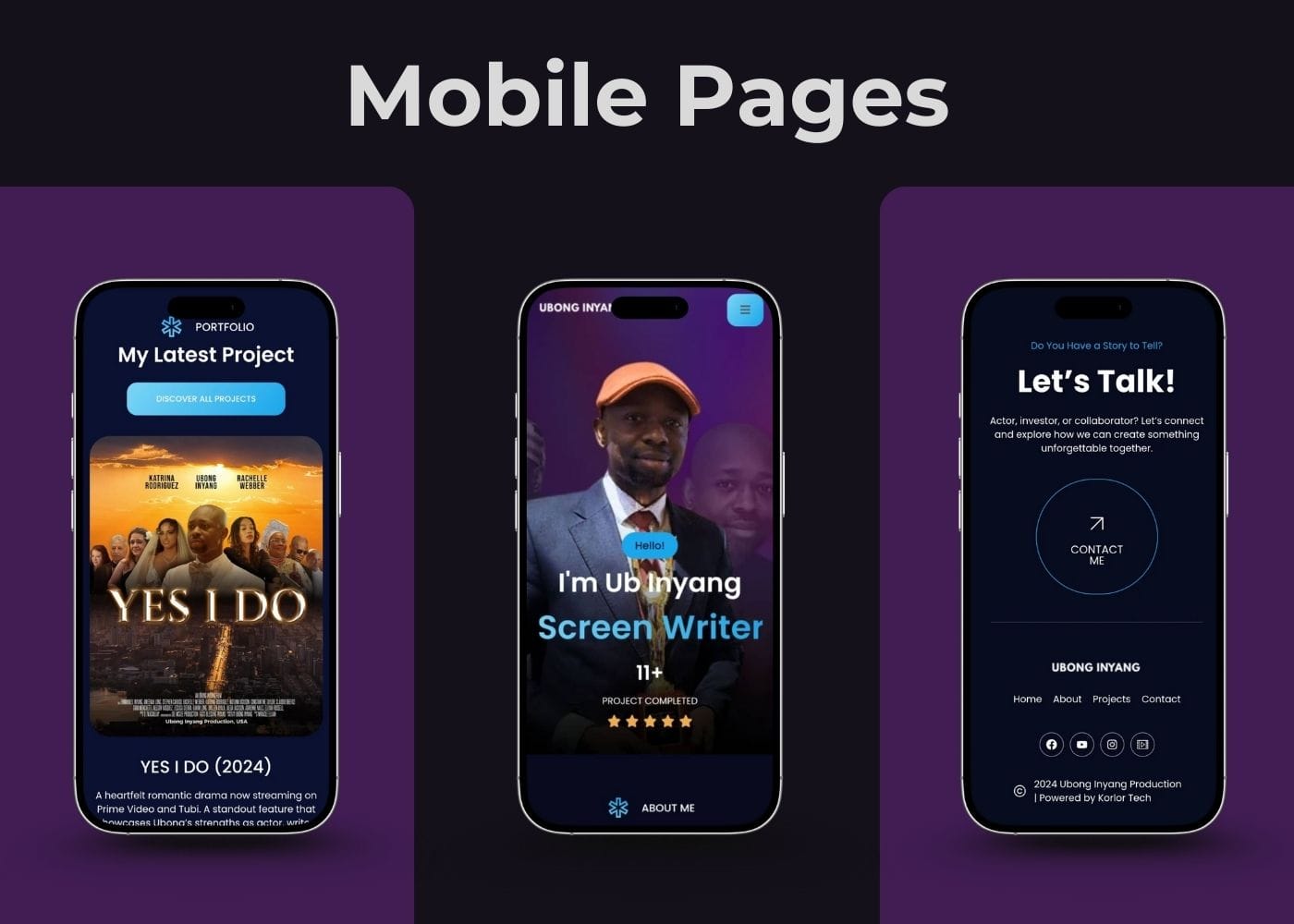 Brand Manager - Hire a Dedicated Brand Virtual Assistant Ubong Inyang Website Design for Actor, Film Producer UI/UX by Korlor