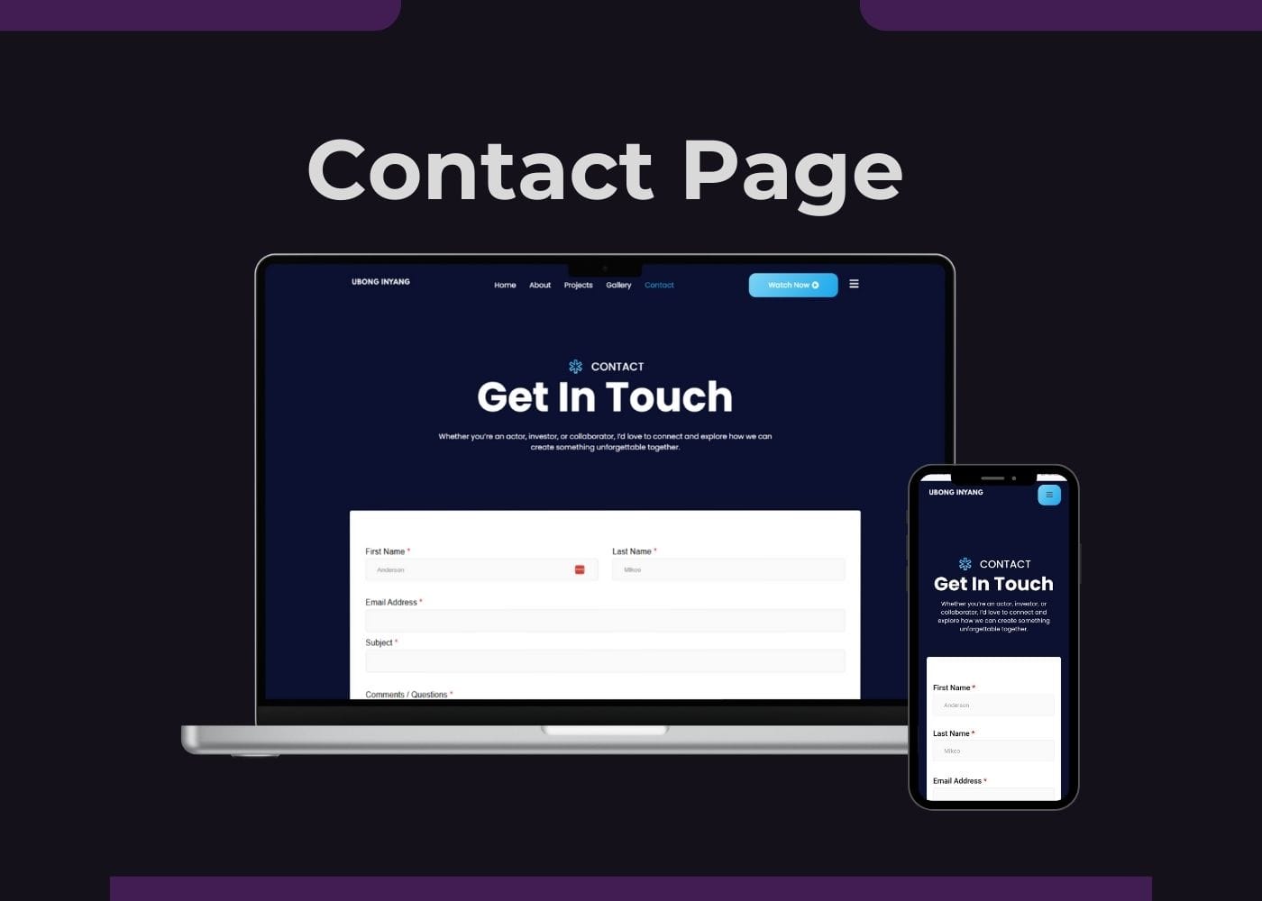 Brand Manager - Hire a Dedicated Brand Virtual Assistant Ubong Inyang Website Design for Actor, Film Producer UI/UX by Korlor