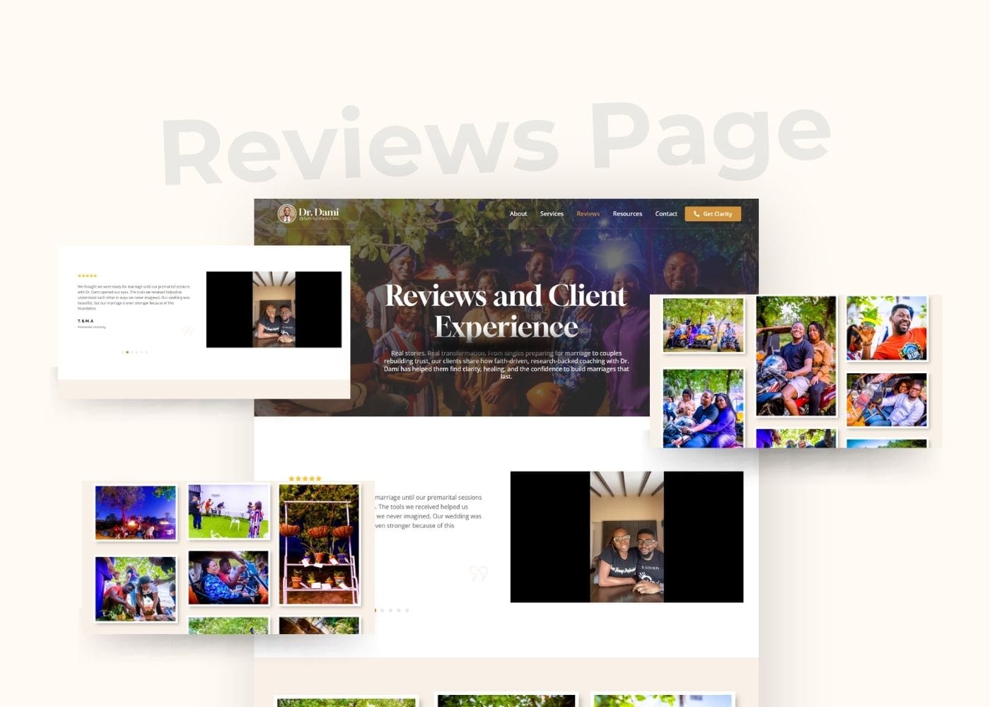 Dr Dami 10. Review Page mockup for Marriage Therapist and Family Life Coach in Lagos Nigeria