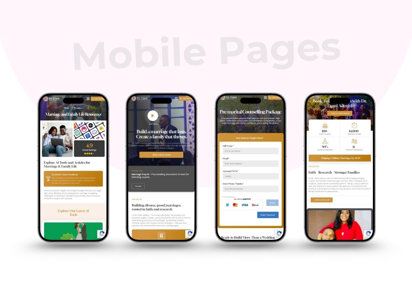 Dr Dami 11. Mobile Page mockup for Marriage Therapist and Family Life Coach in Lagos Nigeria