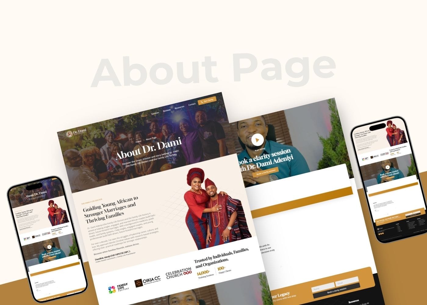 Dr Dami 4. About page mockup for Marriage Therapist and Family Life Coach in Lagos Nigeria