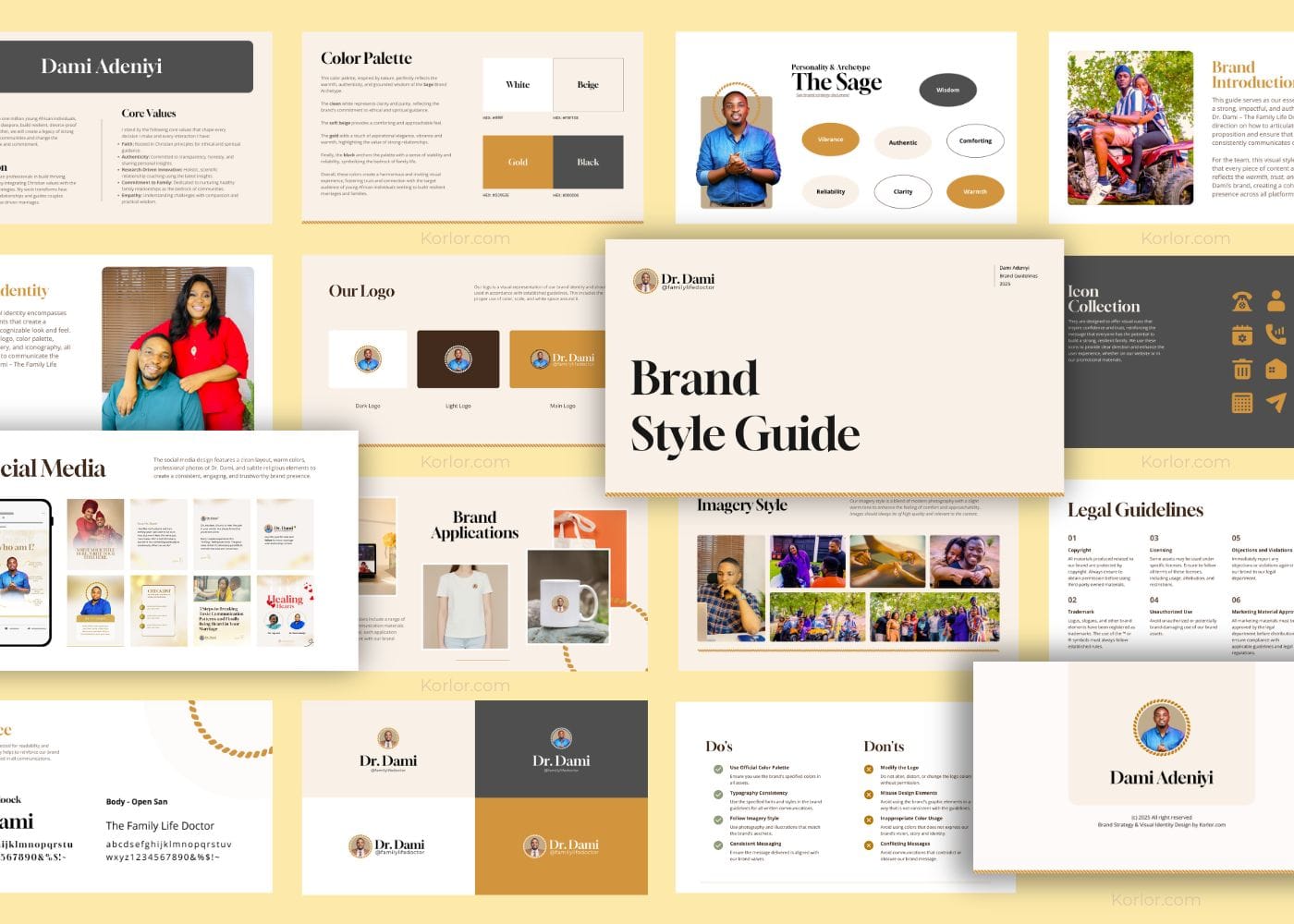 Dr Dami Brand Style Guide Document mockup for Marriage Therapist and Family Life Coach in Lagos Nigeria