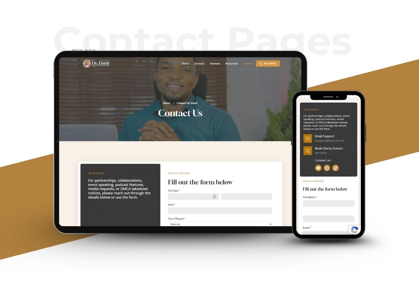 Dr Dami Contact Page mockup for Marriage Therapist and Family Life Coach in Lagos Nigeria