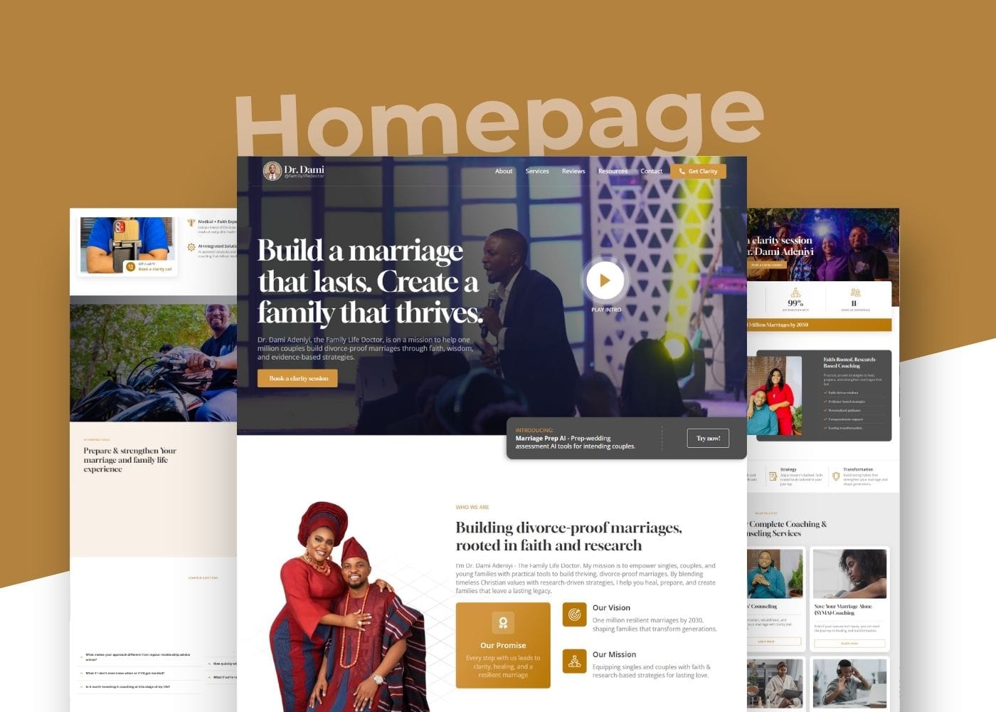 Dr Dami Homepage mockup for Marriage Therapist and Family Life Coach in Lagos Nigeria